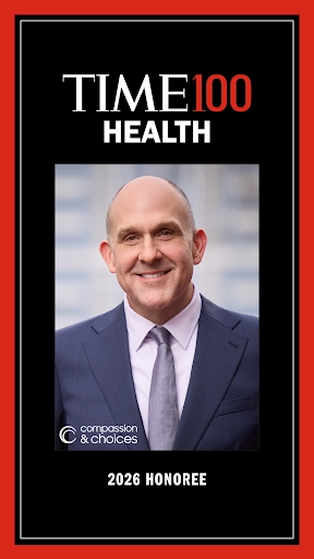 Compassion & Choices President & CEO Kevin Díaz on a Time magazine cover with the headline Time100 Health 2026 honoree